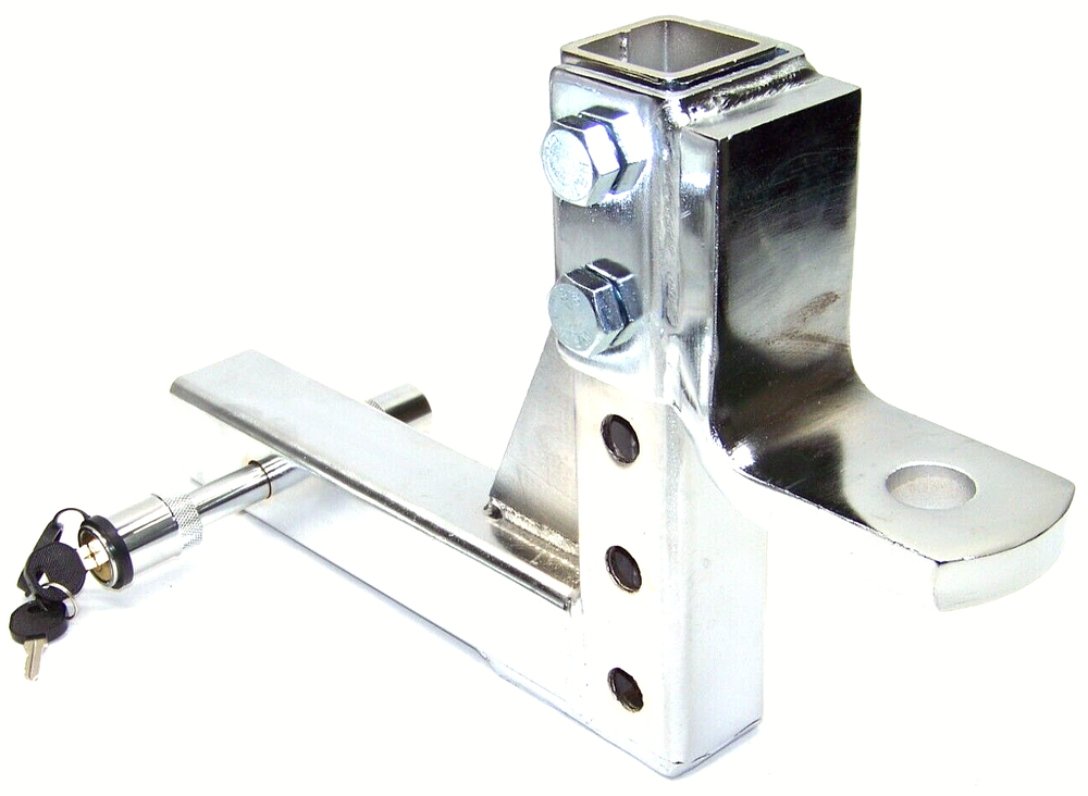10" Adjustable Drop Hitch Ball Mount for 2" Receiver H-D with Pin Lock Chrome