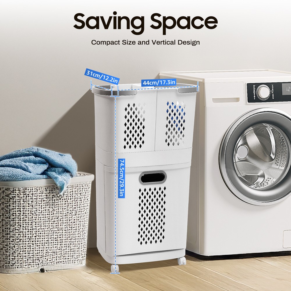 Laundry Basket Movable Hand-Held Bathroom Clothes Storage Basket with Wheels
