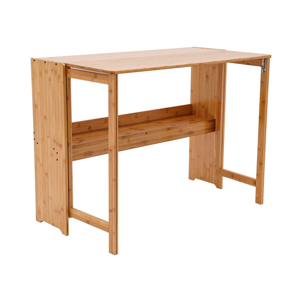 Folding Computer Desk, Modern Writing Table &Storage Shelf Home Office Work Desk