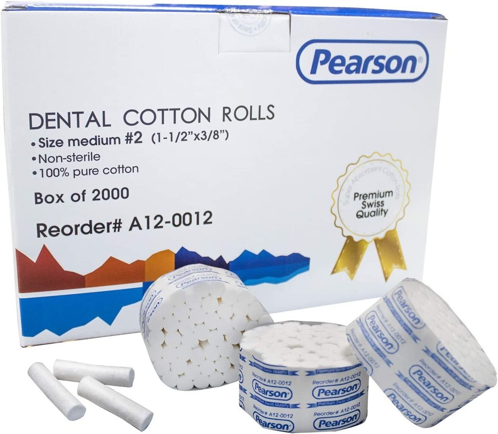 2000/Case Premium Quality Dental Cotton Rolls Size #2 Medium Nonsterile