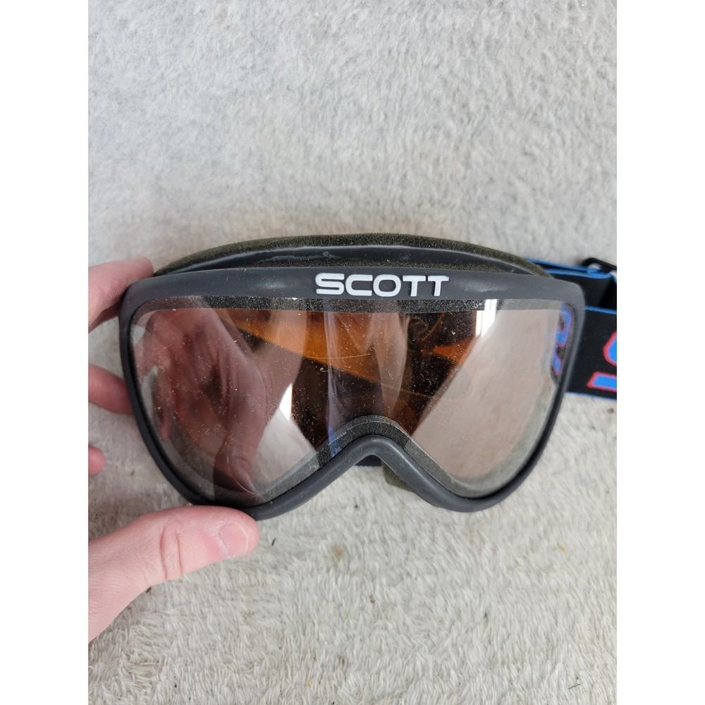 Scott Ski Goggles Amber Tinted Lens Black Frame Adjustable Strap