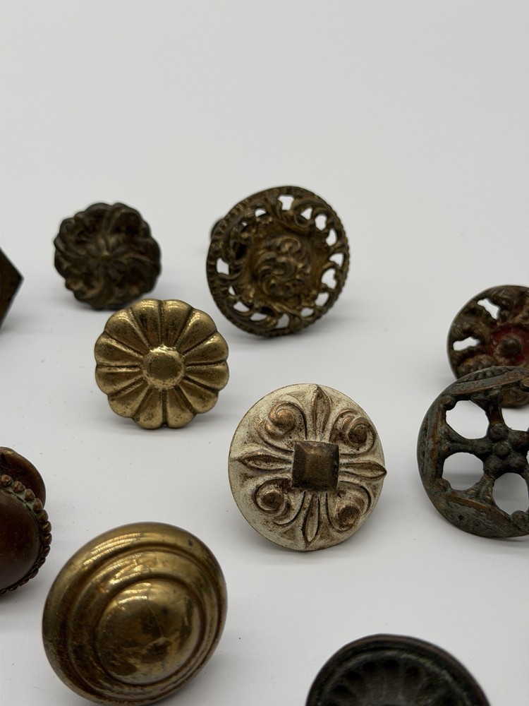 Large Lot Antique Vintage Drawer Knobs Pulls Brass Eastlake Backplates Ring Pull