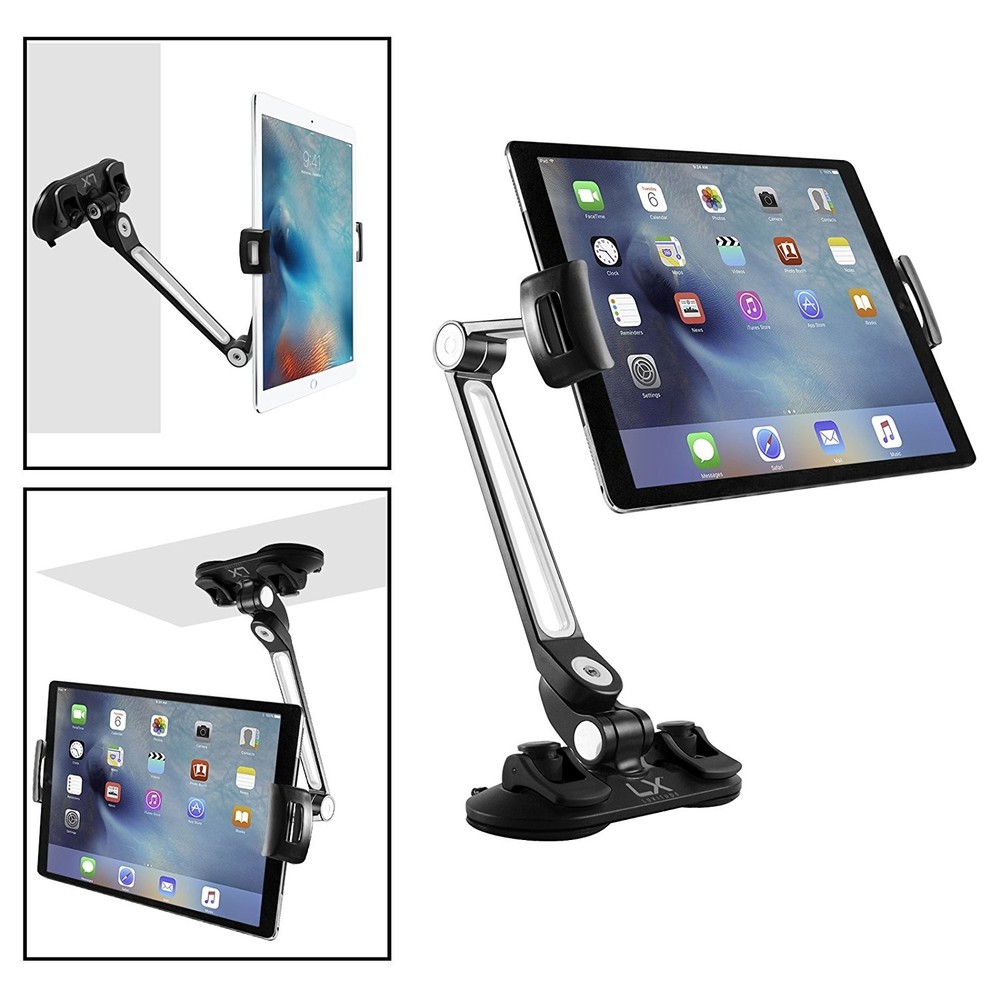 Luxitude 2-in-1 Tablet & Phone Holder Stand E-Reader Tablets Suction Cups & 360