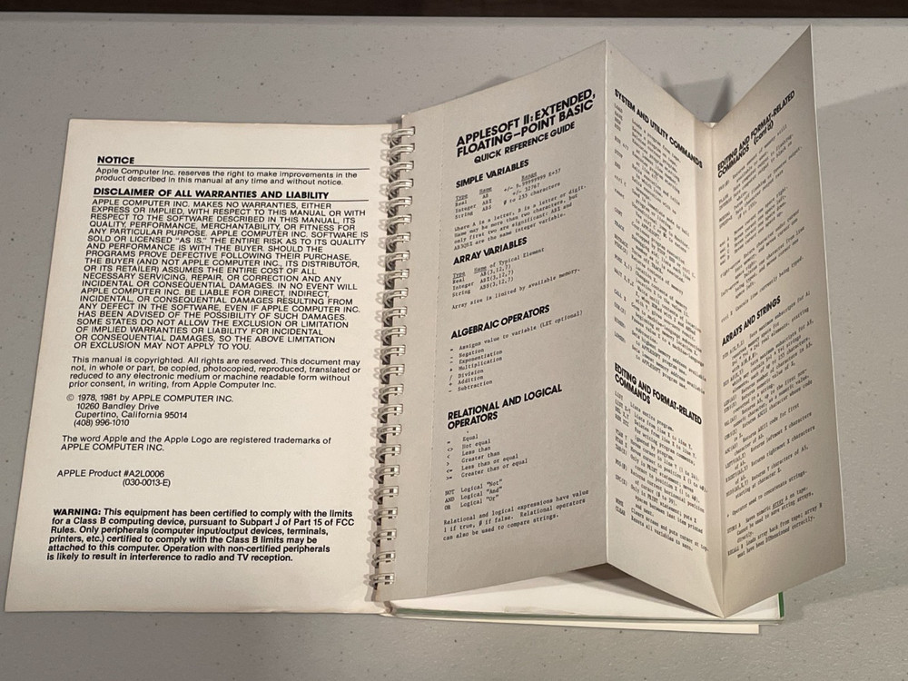 Apple Reference Manuals Lot of 4 - AppleSoft, DOS, Ref Manual, Machine Language