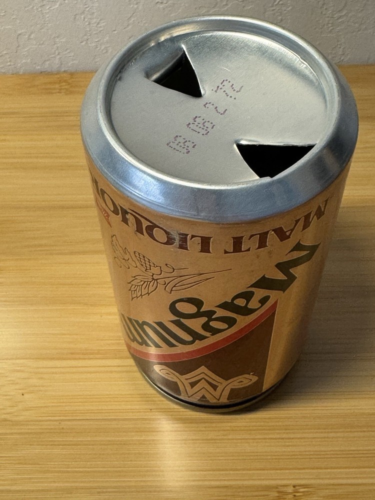 Magnum Malt Liquor - Empty Beer Can - Bottom Opened