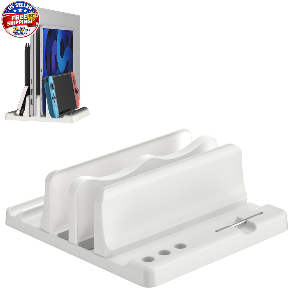 Ahonnpely Vertical Laptop Stand Holder - Adjustable ABS Plastic White