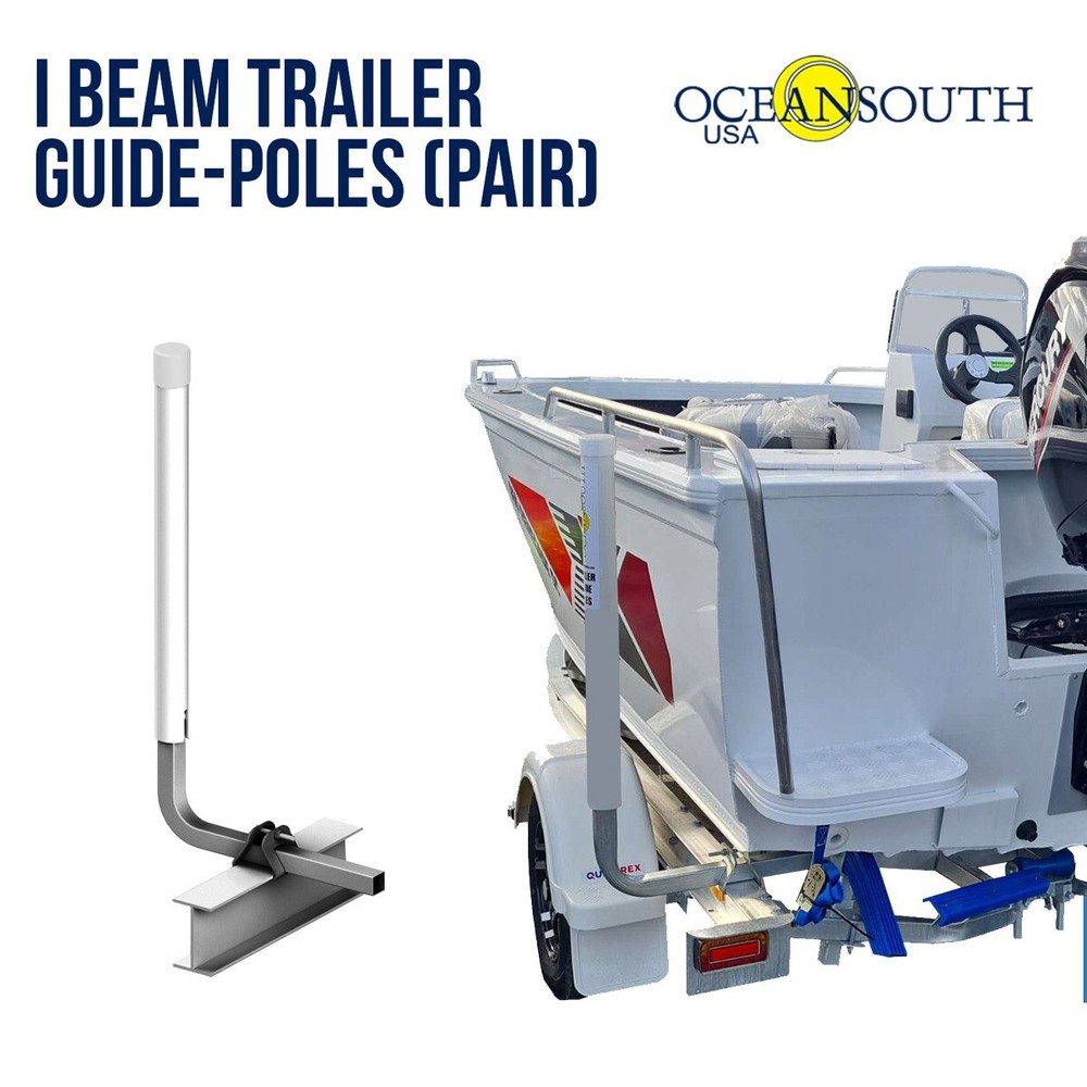 Oceansouth Galvanized Guide On Post Poles Pair for I Beam Trailer - Height 60"