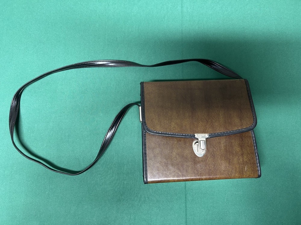 Vintage BUSHNELL Rigid Leather Binoculars Hardcase w/ Push-Button Clasp + Strap
