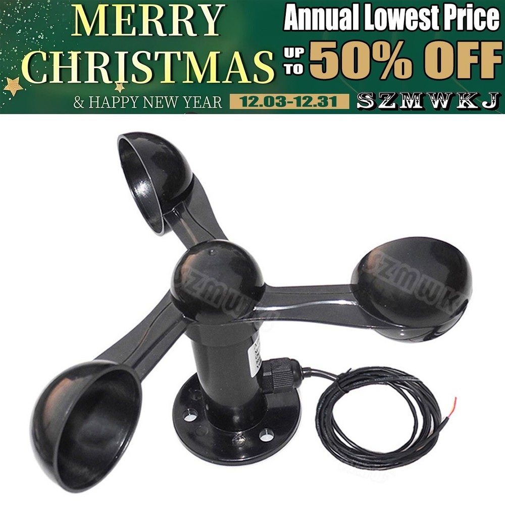 0-5V Black Voltage Output Wind Speed Sensor 3 Cups Polycarbonate Anemometer EL
