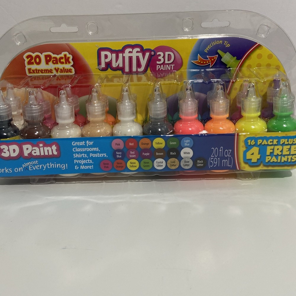 3D Puff Paints 20 Pack Works On Everything Crafting Precision Tips Art Projects