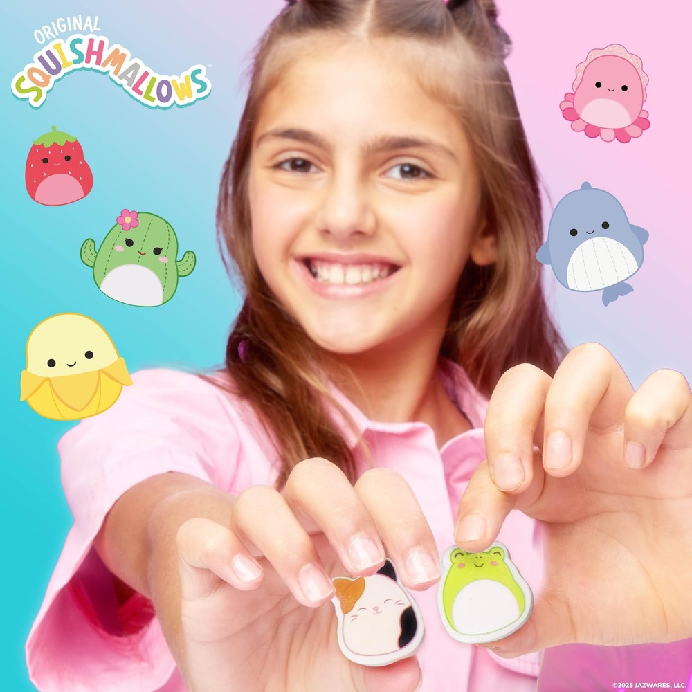 Original Squishmallows Mini Eraser Set, 25 Small Erasers, Multi