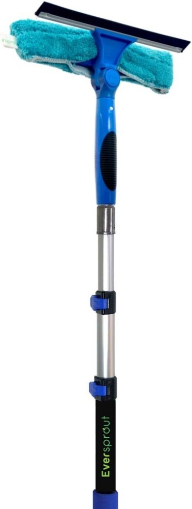Extendable Window Scrubber & Squeegee Kit, 13ft , 7 Angles, Reusable Microfiber
