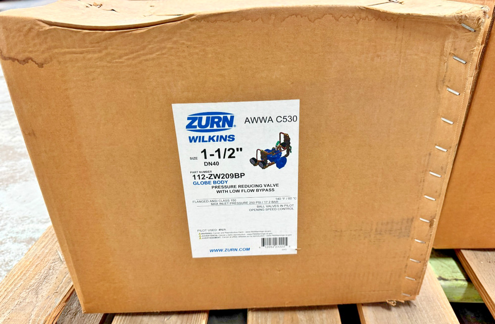 ZURN 112-ZW209BP Pressure Reducing Valve w/ Low Flow Bypass 1-1/2" Flanged (NIB)