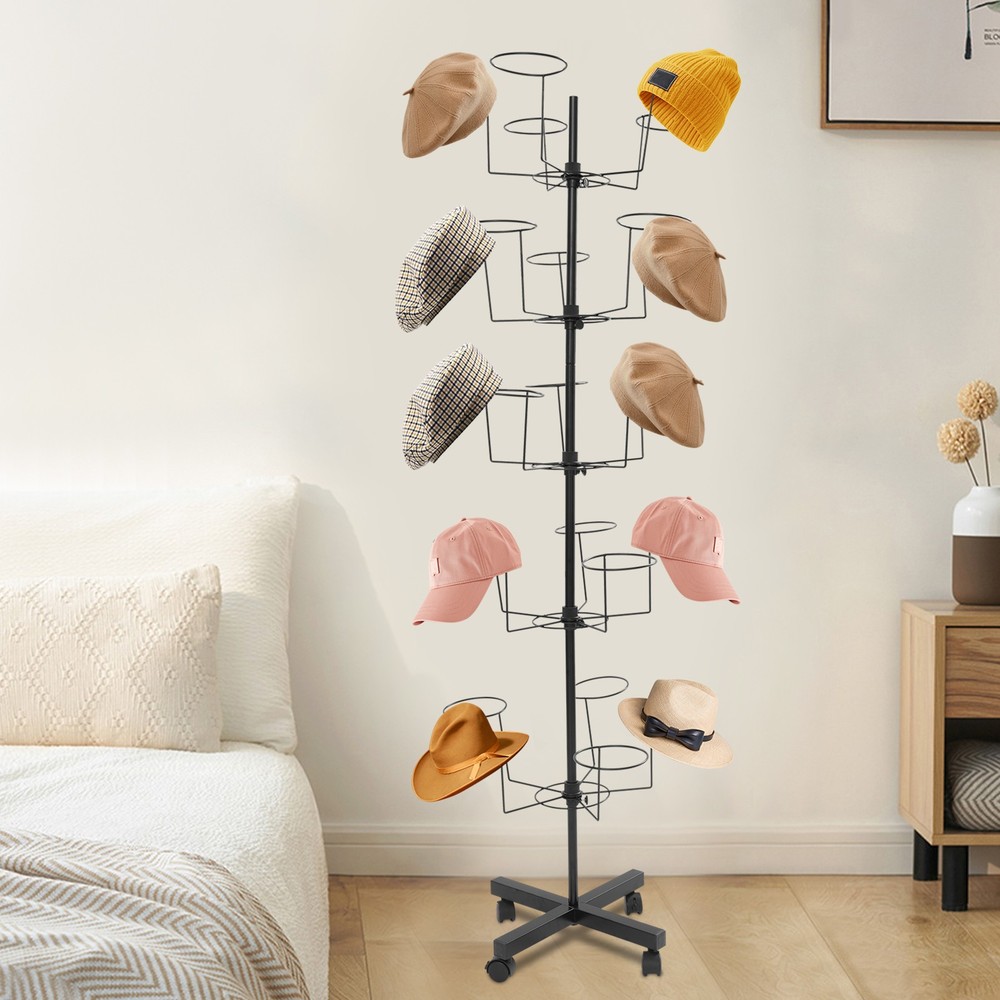Freestanding Hat Display Stand with 25 Hooks – Durable Iron Storage Solution
