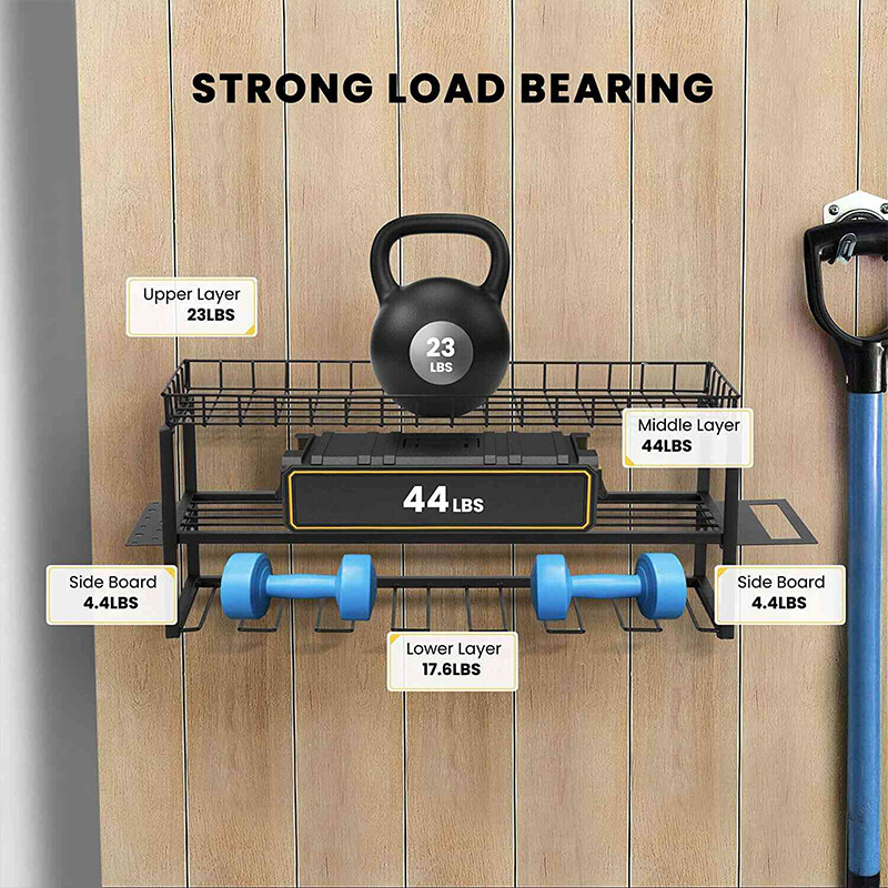 Power Tool Organizer 7 Drill Holder Wall Mount 3 Layer Garage Storage Rack Black