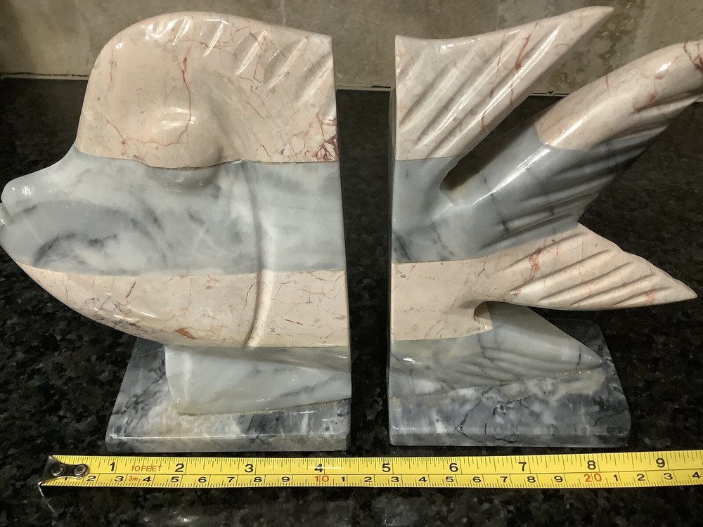 Pair of Marble Stone Fish Bookends