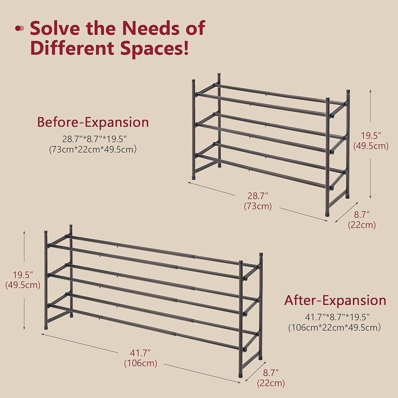 Expandable Stackable Shoe Rack Adjustable Organizer Space Saving Easy Assembly