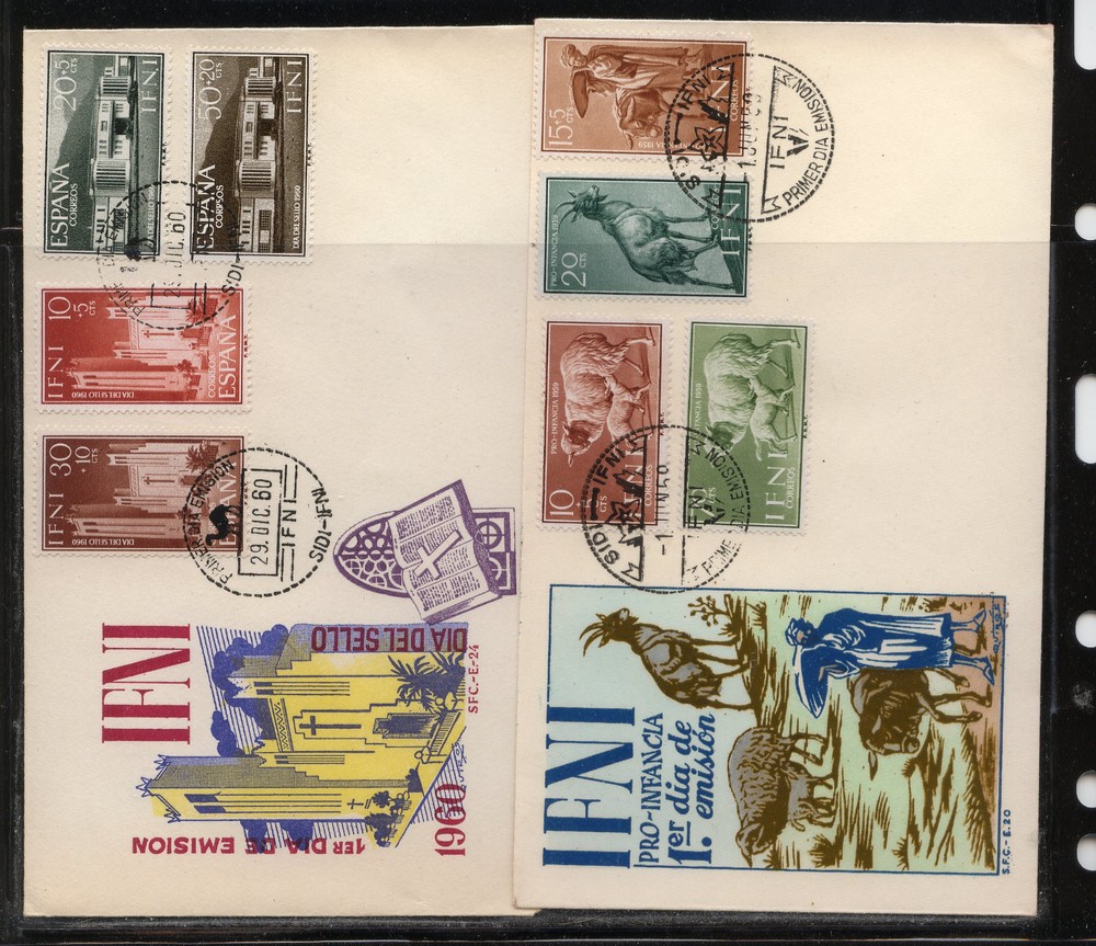 Ifini  2  cachet  covers   1950      MS0722