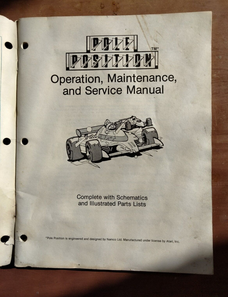 Original Atari Pole Position Arcade Game Service and schematic Manuals