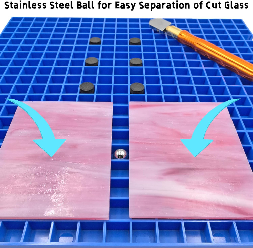 Stained Glass Cutting Mat，12" X 12" Solid Bottom Grid Mat Glass Cutting Tools, B