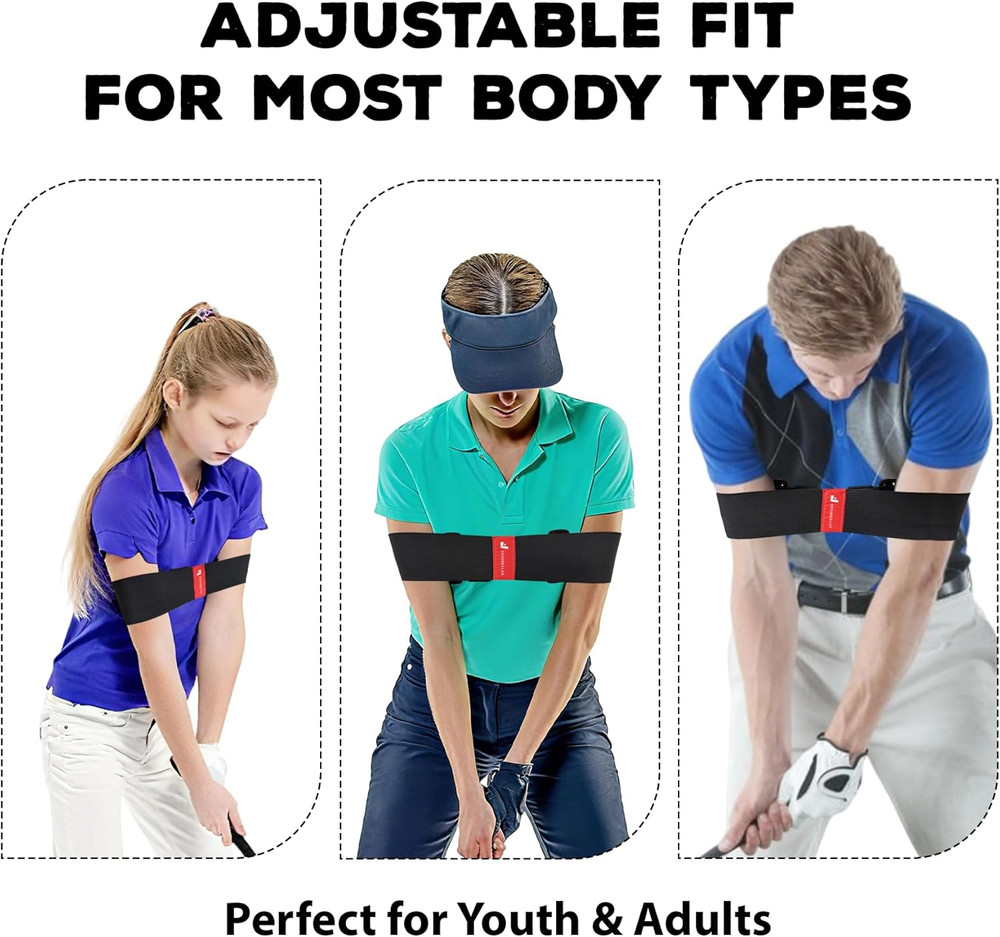 Golf Swing Trainer Aid, Adjustable Elastic Swing Correcting Arm Band, Golf Pract