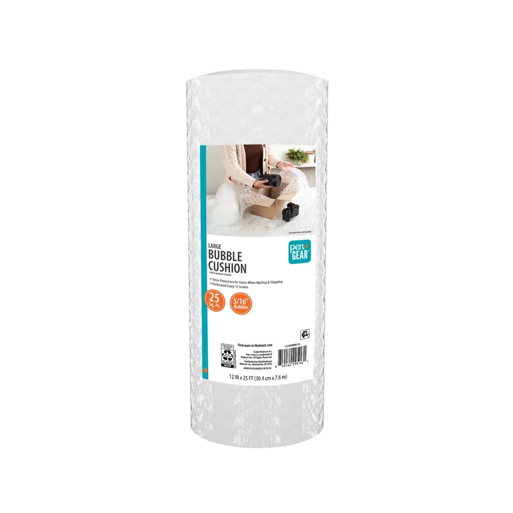 12" x 25' Bubble Cushion Roll, Clear, 5/16" Large Bubbles