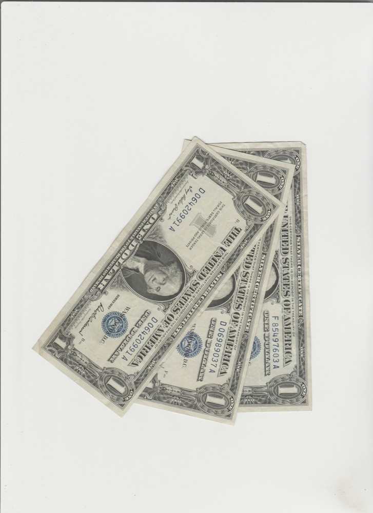 3 Lightly Circulated 1957 Silver Certificate