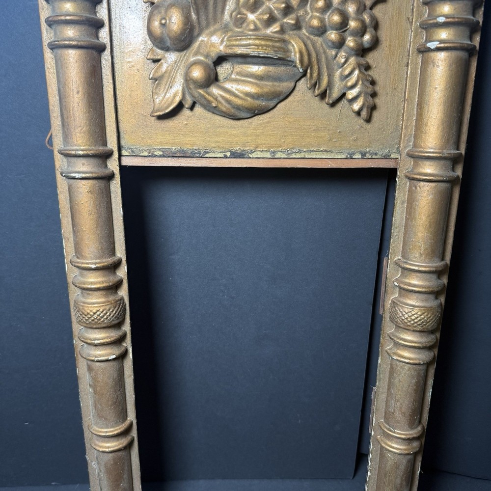 Giltwood Mirror Picture Frame Column & Rosette Corners Basket with Fruit Panel