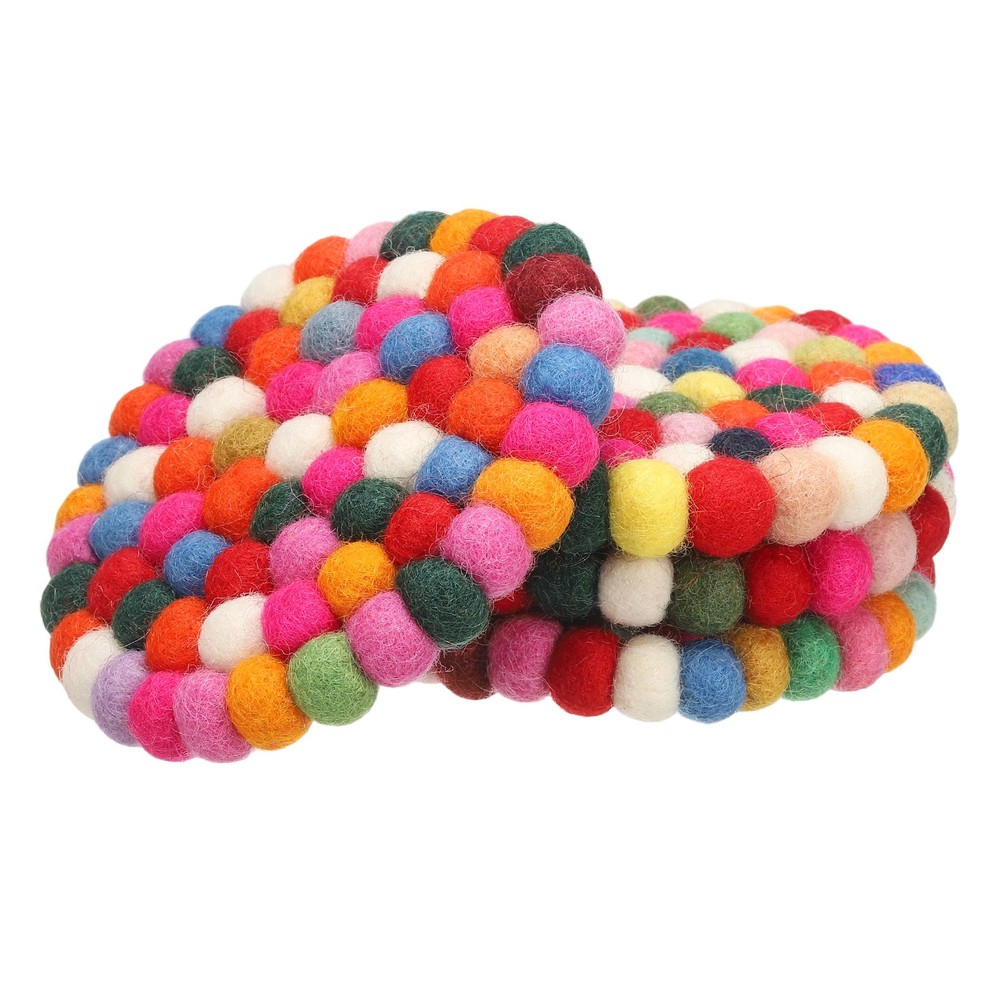 4 Round Felt Coasters, Desk, Multicolor