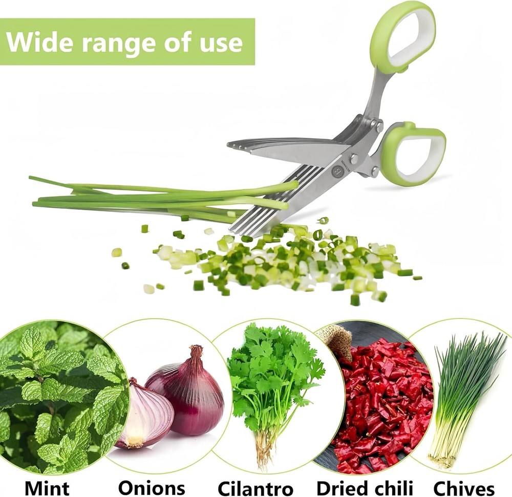 Stainless Steel 5 Blade Professional Shredding Scissors Sharp Herb Kitchen Tool