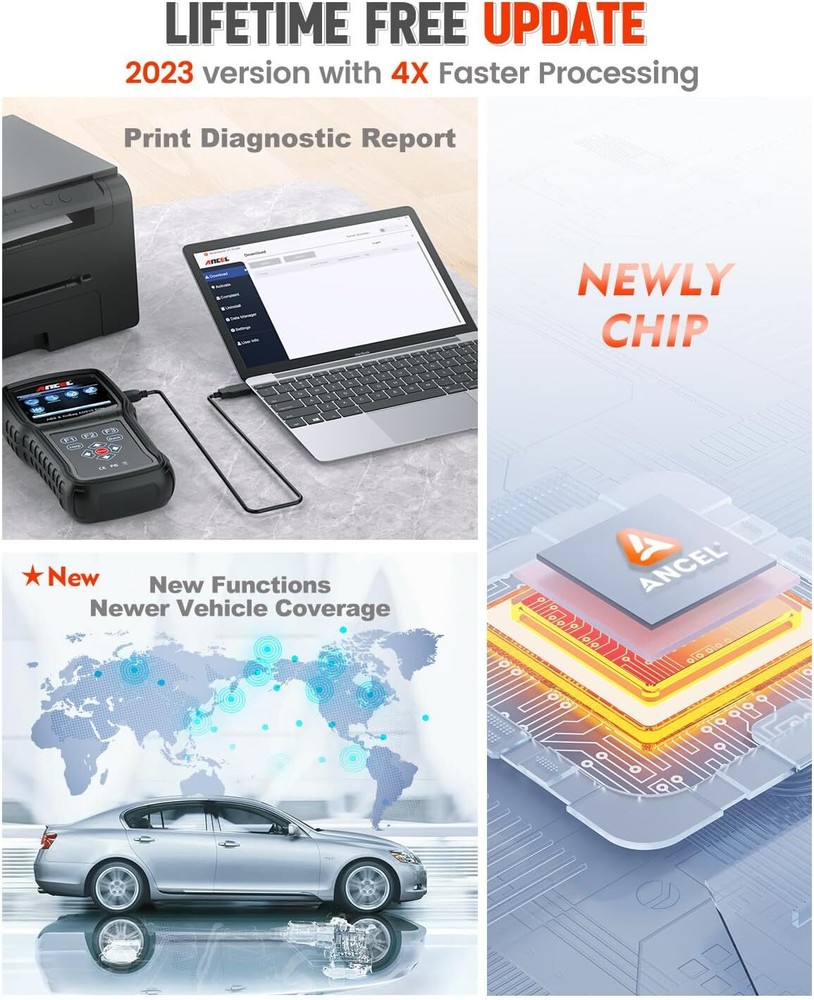 Ancel AD610 Plus+ OBDII Scanner ABS SRS Oil OBD2 Scanners Automotive Code Reader