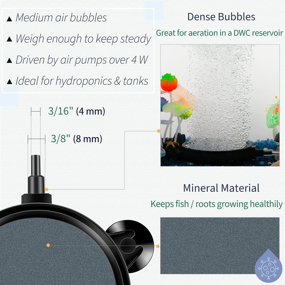 Pawfly Aquarium 4 Inch Air Stone Disc Bubble Diffuser Release Tool for Black