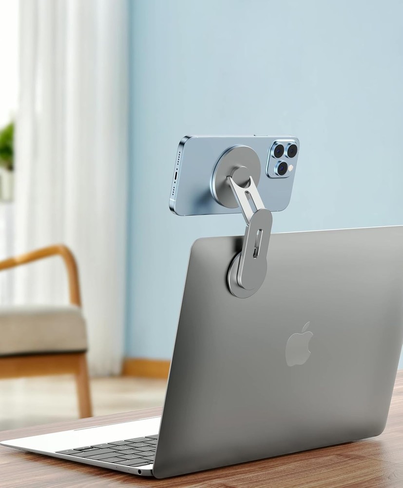 Doolkin® Pizo Mount 2, Laptop Phone Holder, Adjustable Stand, Silver