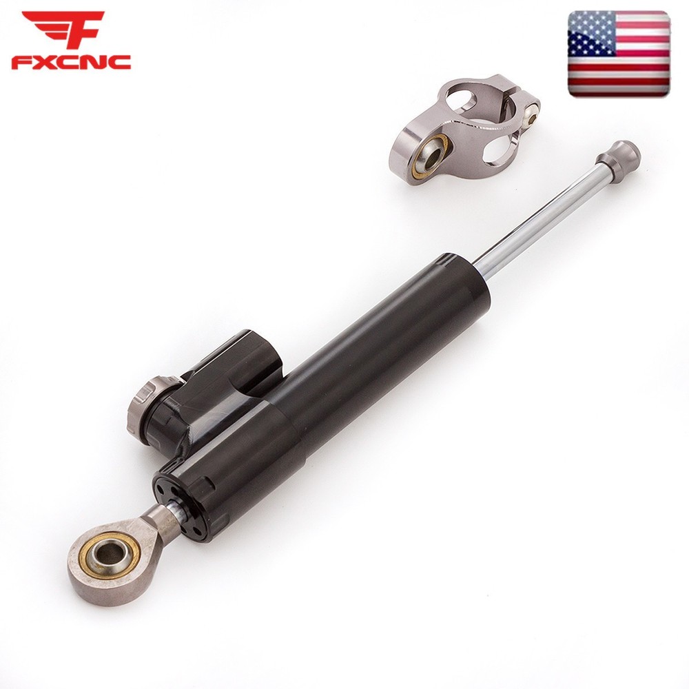 Motorcycle Universal CNC Adjustable Steering Damper Stabilizer Safety Black&Gray