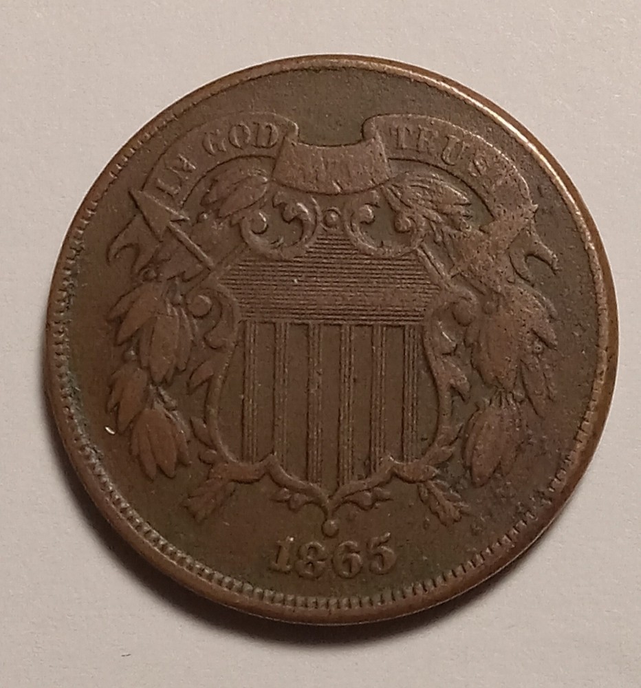 1865 TWO Cent Copper VF