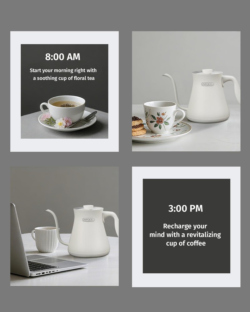 0.8L Gooseneck Electric Kettle, Precise Temperature Control for Pour Over Cof...