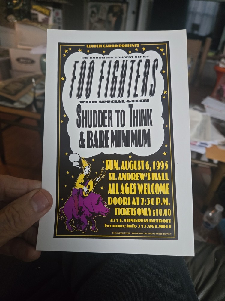 Foo Fighters Shudder To Think 1995 Handbill Mini Poster 95 Original