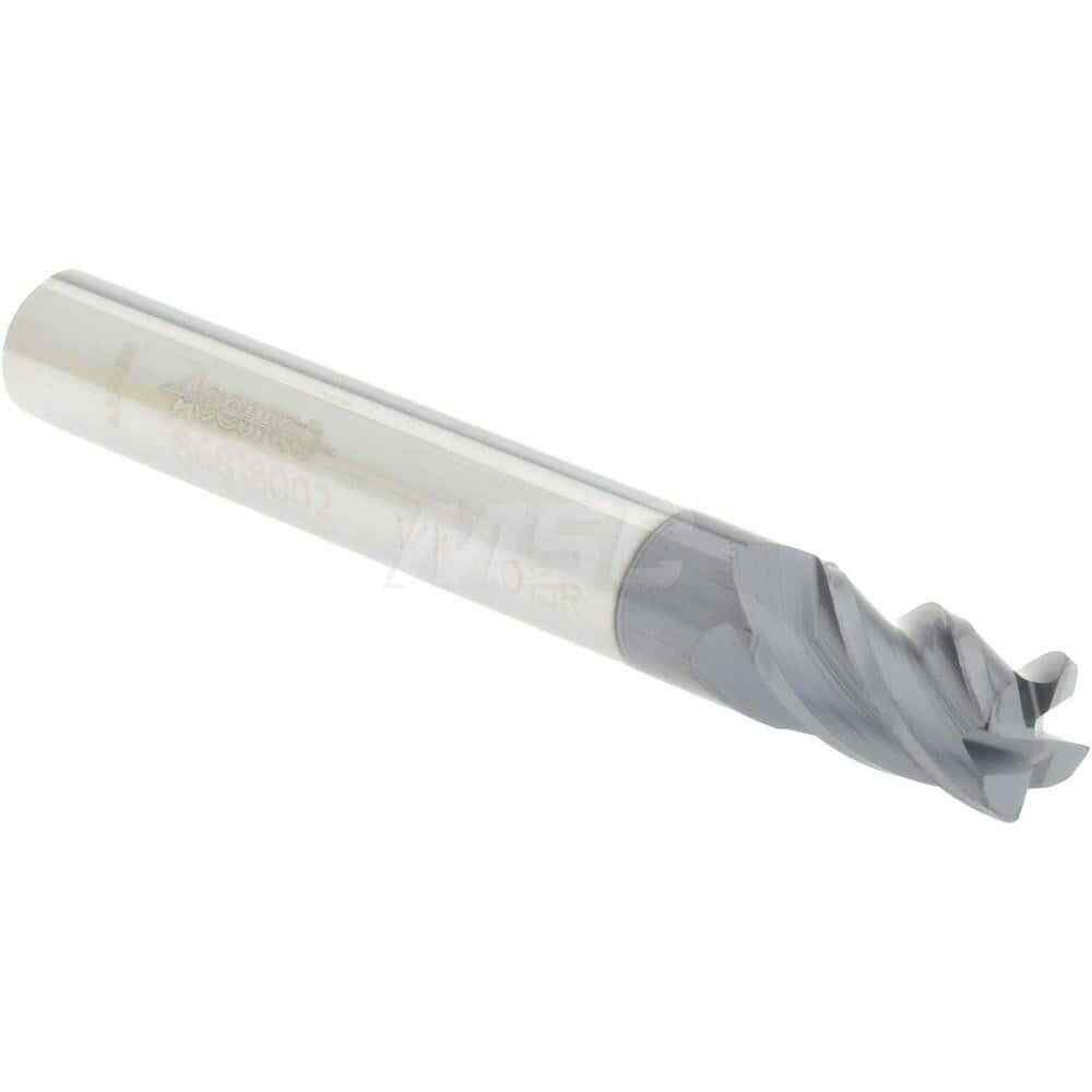 Accupro 1/4" Diam 4 Flute Single End Solid Carbide 0.015" Corner Radius End M...