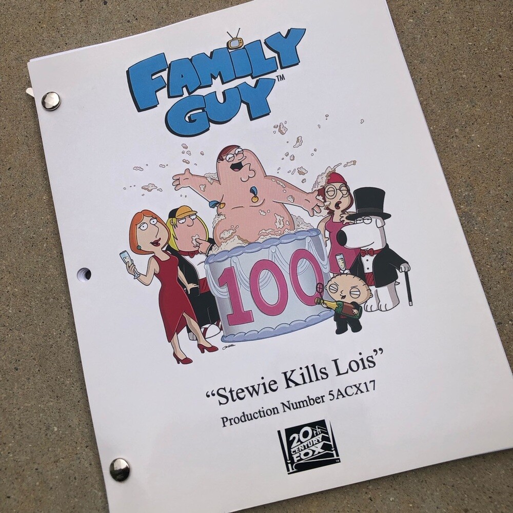 Family Guy 100th Episode 2006 Stewie Kills Lois Original Table Draft Script