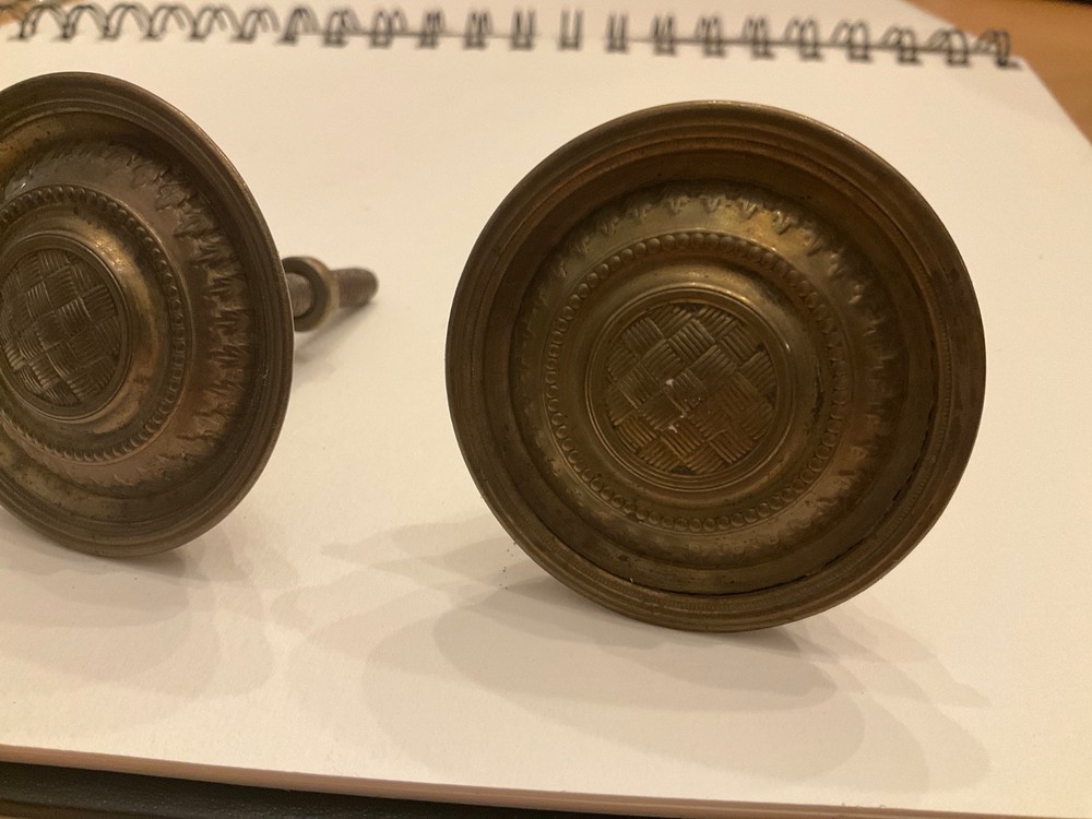 Single Post Drawer Pull basket weave Furniture Drawer Pull Cabinet Pull Brass