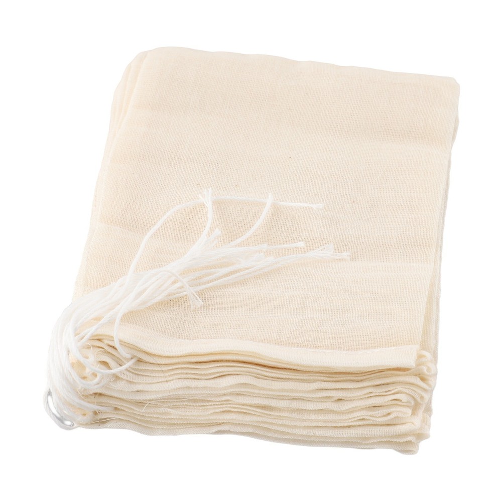 10pcs Cotton Empty Filter Muslin Drawstring Straining Tea Cook Separating Spice