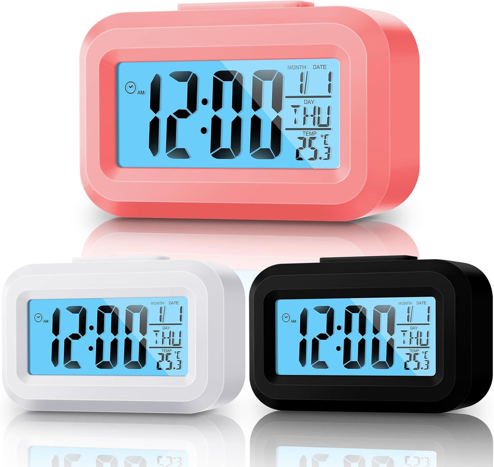 Digital Alarm Clock Large LCD Display, Simple Operation, Snooze Back Light, Time