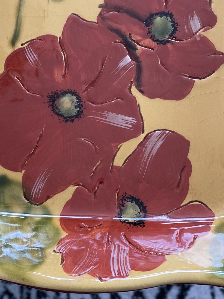 Fleur Rouge By Ambiance Rectangular Serving Dish