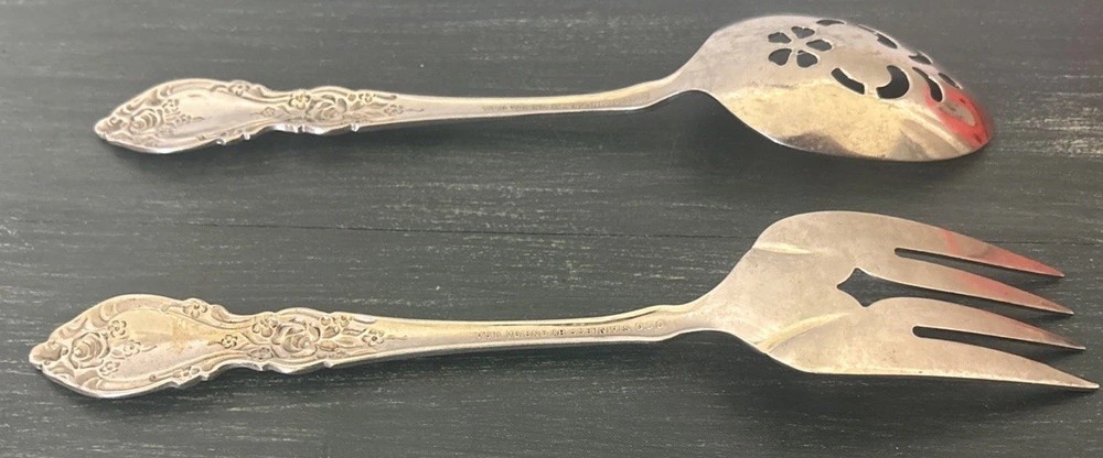 2 Pc Oneida WORDSWORTH Stainless Pierced Serving Spoon & Cold Meat Serving Fork