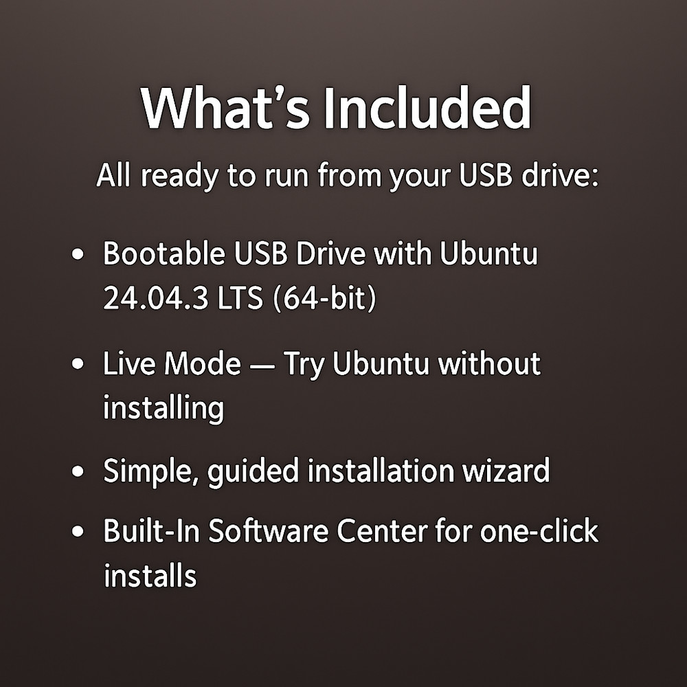 Ubuntu 24.04.3 LTS 64-bit Bootable USB – Fast Secure | Revive old PC