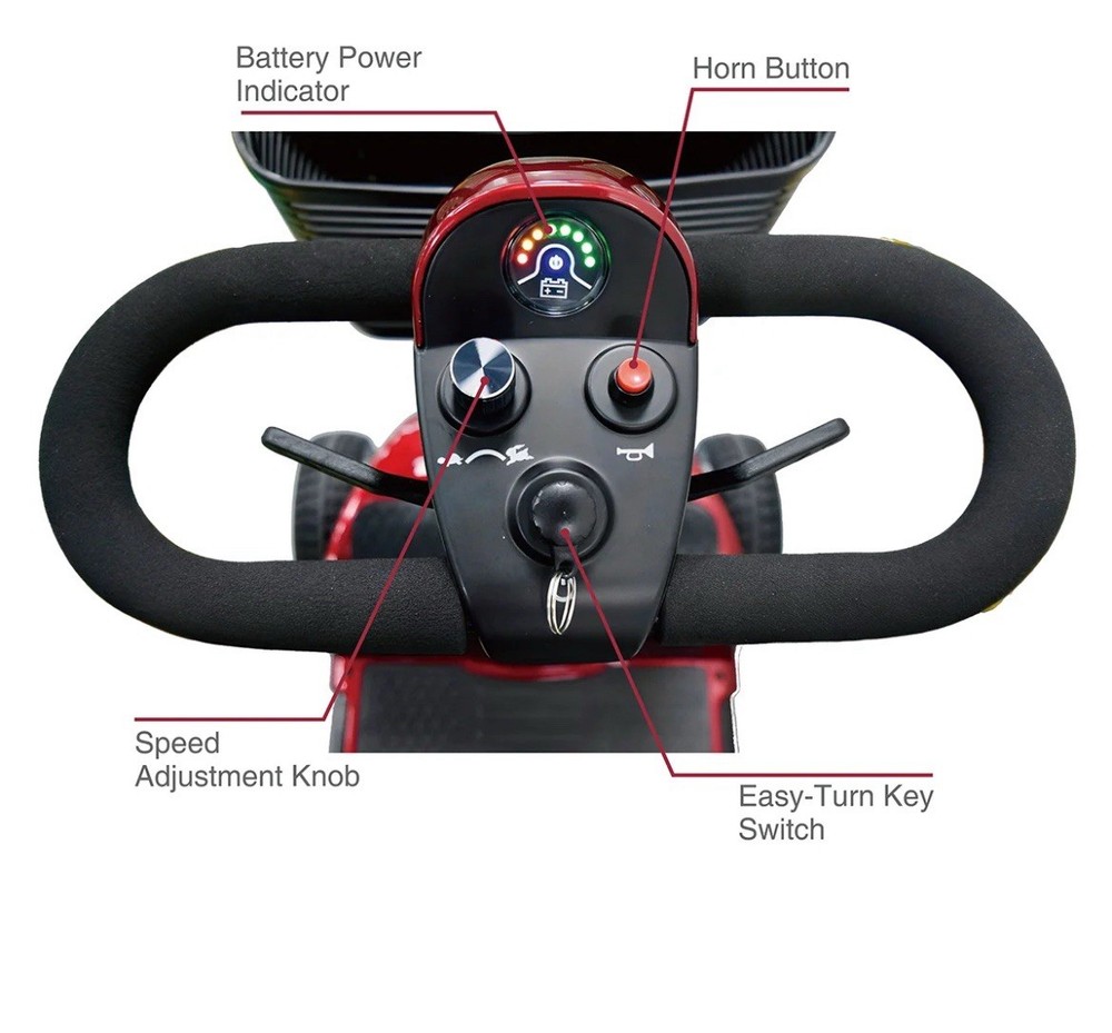 Equate Mobility 4-Wheel Motorized Power Scooter, Red