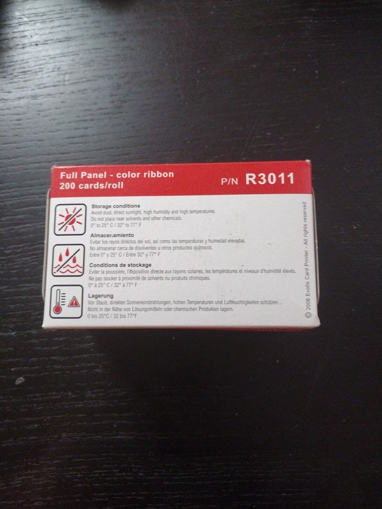 R3011 Evolis YMCKO Color Printer Ribbon - 200 prints