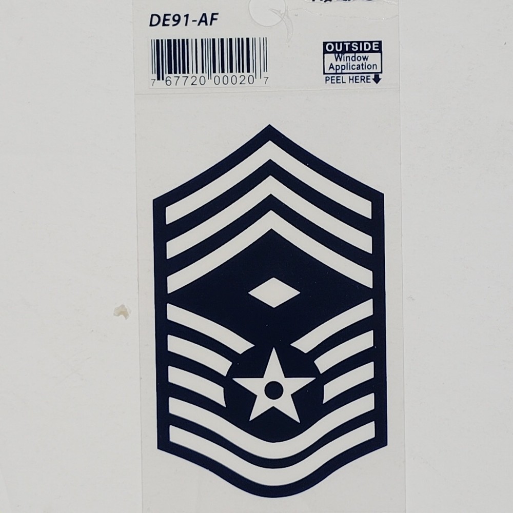 USAF Chief Master Sergeant First Sergeant (E-9) Mylar Vinyl Decal – 2.25" x 3.5"