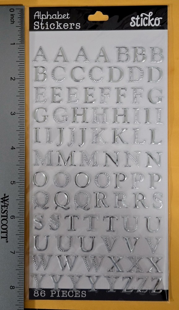Alphabet Stickers/Silver/  86 pieces