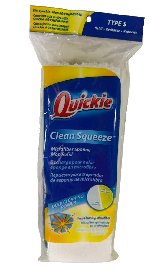 2X Quickie Clean Squeeze Microfiber Sponge Mop Refill Replace Type S 045HPM #045